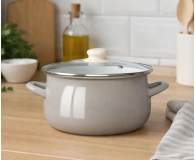 Altom Garnek emaliowany 16 cm z pokrywą szklaną 1,3l taupe - 1580543 - zdjęcie 6